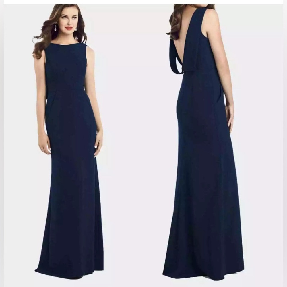 NWT DESSY COLLECTION Draped Backless Crepe Dress With Pockets SIZE 8